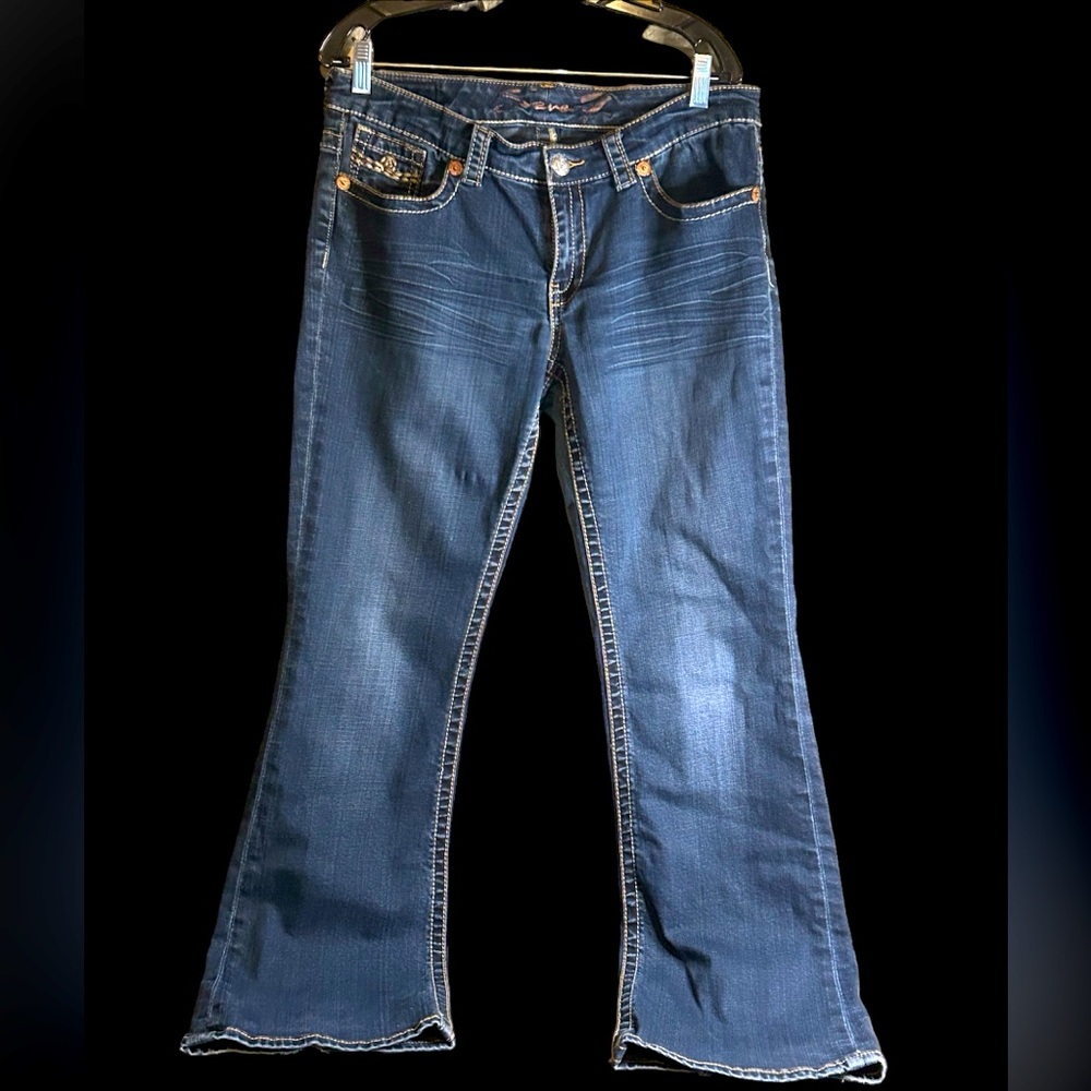 Seven 7 Womens Size 12 Regular Blue Jeans Distressed